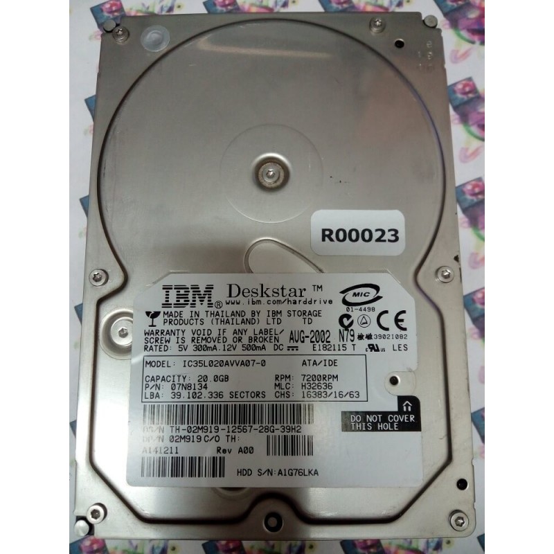 Hard Disk Usato Ide 3,5" 20Gb IBM IC35L020AVVA07-0 07N8134