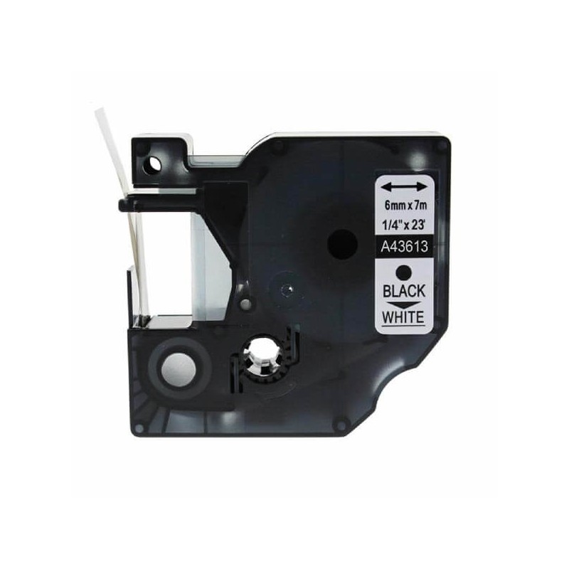 Nastro per Etichettatrice Compatibile Dymo 43613 S0720780 nero su bianco 6mm x 7m No Oem