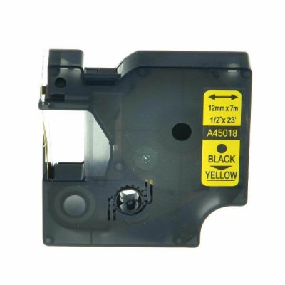 Nastro per Etichettatrice Compatibile Dymo 45018 S0720580 nero su giallo 12mm x 7m No Oem