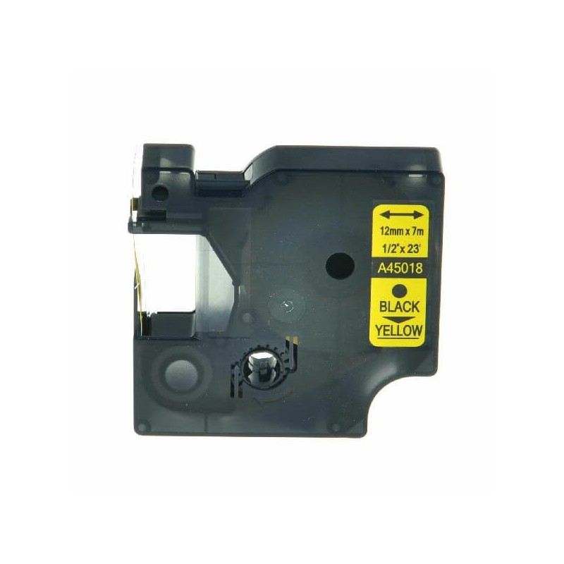 Nastro per Etichettatrice Compatibile Dymo 45018 S0720580 nero su giallo 12mm x 7m No Oem