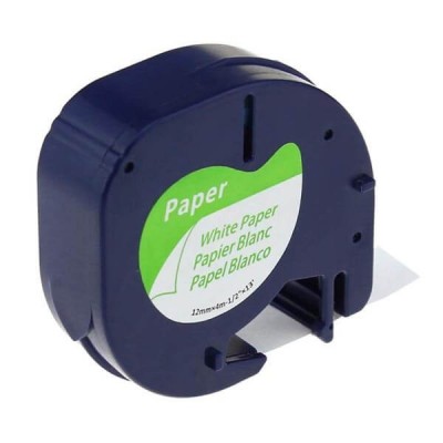Nastro per Etichettatrice Compatibile Dymo 91220 S0721520 in carta nero su bianco 12mm x 4m No Oem