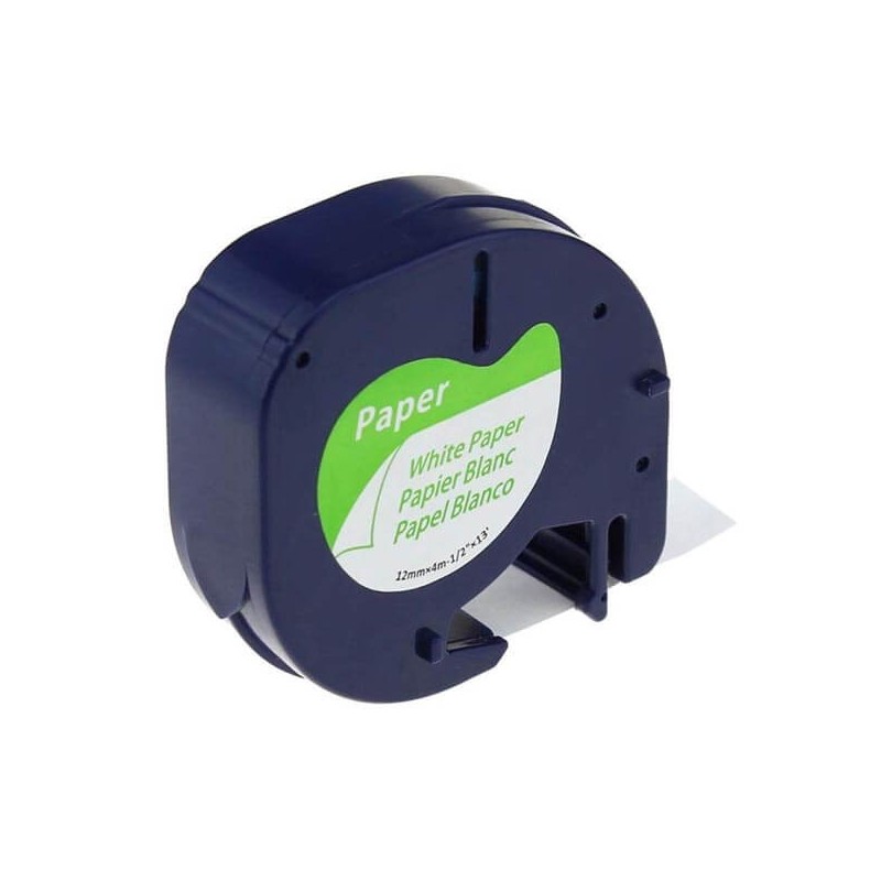 Nastro per Etichettatrice Compatibile Dymo 91220 S0721520 in carta nero su bianco 12mm x 4m No Oem