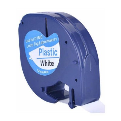 Nastro per Etichettatrice Compatibile Dymo 91221 S0721660 in plastica nero su bianco 12mm x 4m No Oem