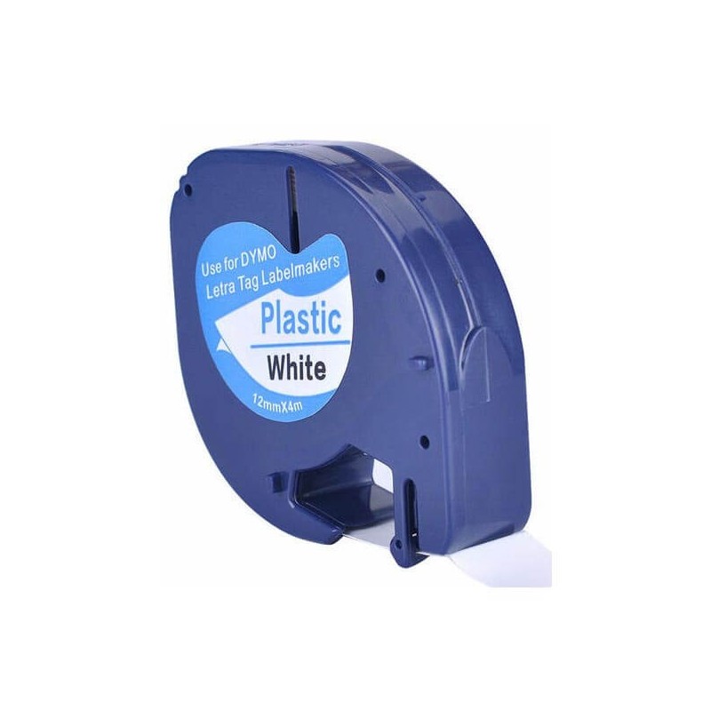 Nastro per Etichettatrice Compatibile Dymo 91221 S0721660 in plastica nero su bianco 12mm x 4m No Oem