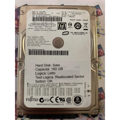 Hard Disk Usato Semifunzionante Sata 2,5" 160Gb FUJITSU MHZ2160BH G2 CA07018-B42400SS