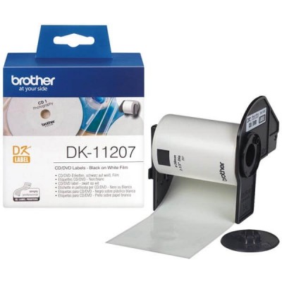 Rotolo da 100 Etichette in Carta Originali Brother DK-11207 58mm Circolari Nero su Bianco