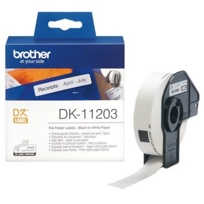 Rotolo da 300 Etichette in Carta Originali Brother DK-11203 17mm x 87mm Nero su Bianco