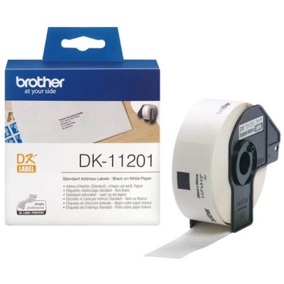 Rotolo da 400 Etichette in Carta Originali Brother DK-11201 29mm x 90mm Nero su Bianco