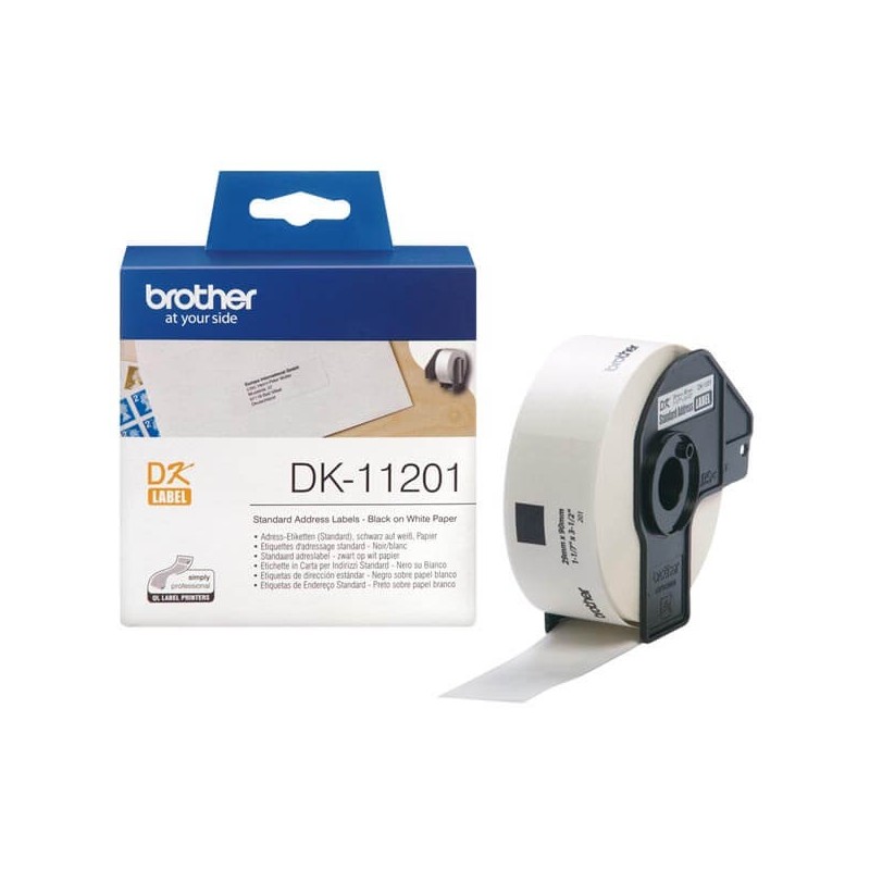 Rotolo da 400 Etichette in Carta Originali Brother DK-11201 29mm x 90mm Nero su Bianco