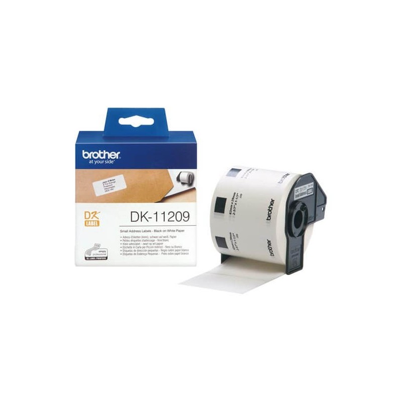 Rotolo da 800 Etichette in Carta Originali Brother DK-11209 29mm x 62mm Nero su Bianco