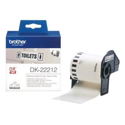 Rotolo di etichette in Carta Originale Brother DK-22212 62mm x 15,24m Nero Bianco