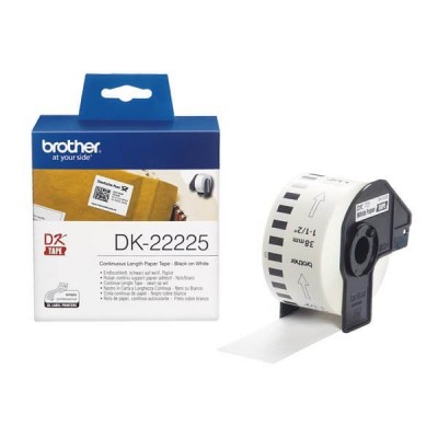 Rotolo di etichette in Carta Originale Brother DK-22225 38mm x 30,48m Nero Bianco