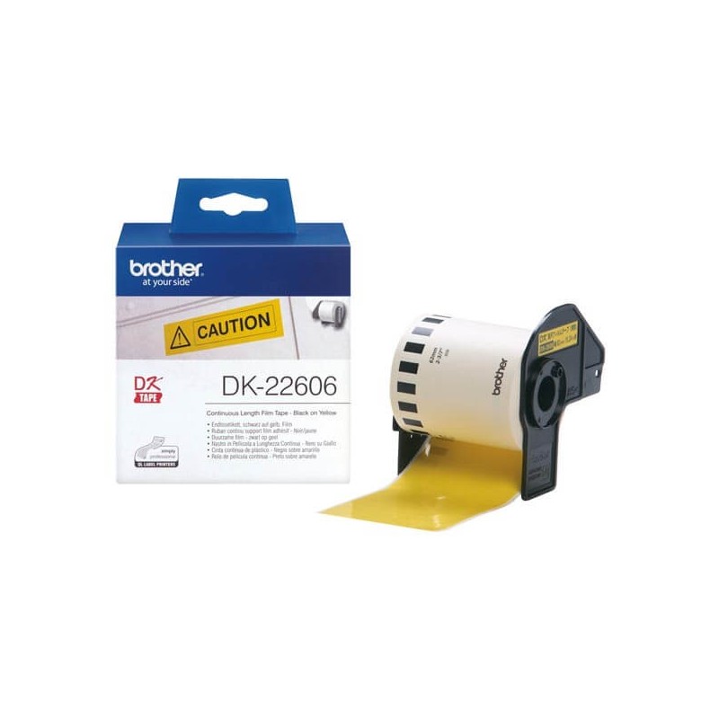 Rotolo di etichette in Carta Originale Brother DK-22606 62mm x 15,24m Nero Giallo