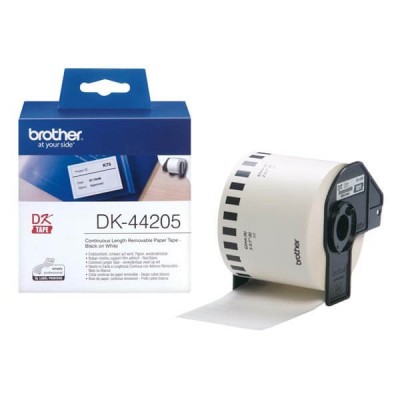 Rotolo di etichette rimovibile in Carta Originale Brother DK-44205 62mm x 30,48m Nero Bianco
