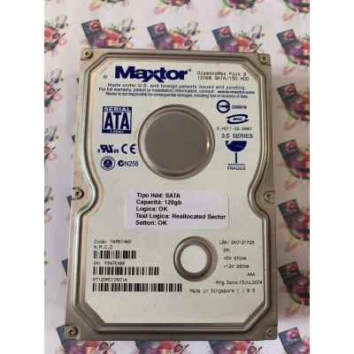 Hard Disk Usato Semifunzionante Sata 3,5" 120Gb MAXTOR 6Y120M013601A DIAMONDMAX PLUS 9