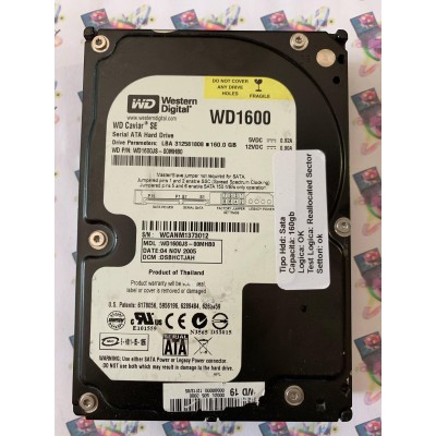 Hard Disk Usato Semifunzionante Sata 3,5" 160GB WESTERN DIGITAL WD1600 WD1600JS-00MHB0 DSBHCTJAH 04 11 2005