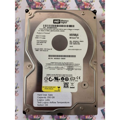 Hard Disk Usato Semifunzionante Sata 3,5" 250Gb WESTERN DIGITAL WD2500JS WD2500JS-55NCB1 HSBHNTJAHN