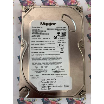 Hard Disk Usato Semifunzionante Sata 3,5" 320GB MAXTOR STM3320614AS 9HM16C-326 MX15 09121 SU