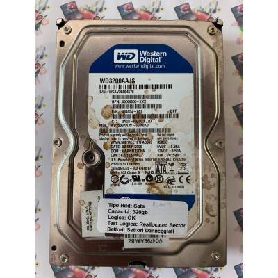 Hard Disk Usato Semifunzionante Sata 3,5" 320GB WESTERN DIGITAL WD3200AAJS WD3200AAJS-60M0A0 484054-002 701590