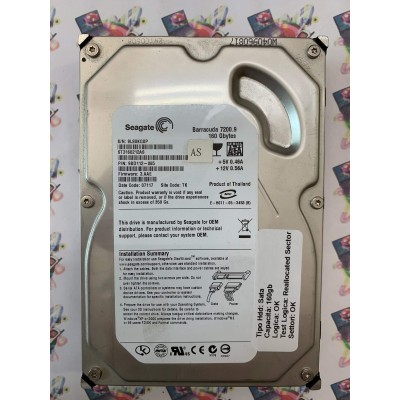 Hard Disk Usato Semifunzionante Sata 3,5" 160GB SEAGATE ST3160212AS 9BD112-065 3.AAE 07117 TK