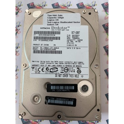Hard Disk Usato Semifunzionante Sata 3,5" 320GB HITACHI HDT725032VLA380 0A33663 BA2364