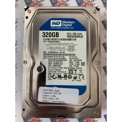 Hard Disk Usato Semifunzionante Sata 3,5" 320GB WESTERN DIGITAL WD3200AAJS-22l7A0 625142448 HHNNHTJCH