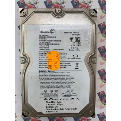 Hard Disk Usato Semifunzionante Sata 3,5" 500GB SEAGATE ST33500320AS 9BX154-303 SD15 09092 WUXISG