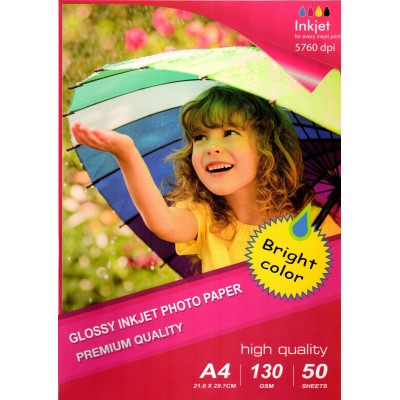 Confezione da 50 Fogli di Carta Fotografica A4 130 Grammi Glossy