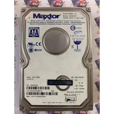 Hard Disk Usato Funzionante 100% Ok Sata 3,5" 320Gb Maxtor 6V320F0 6V320F006641B AAA 625142448 VA111900