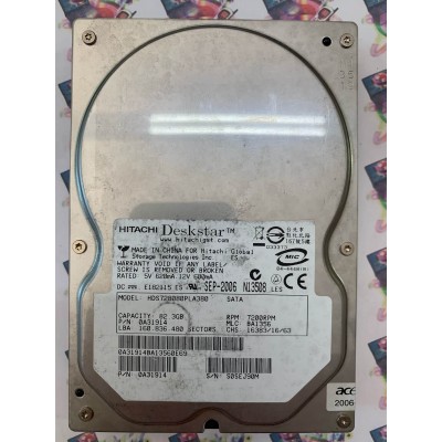 Hard Disk Usato Funzionante 100% Ok Sata 3,5" 80Gb Hitachi HDS728080PLA380 0A31914 BA1356 SEP-2006