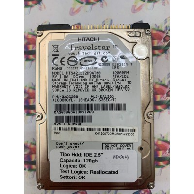 Hard Disk Usato Semifunzionante IDE 2,5" 120Gb HITACHI HTS421212H9AT00 0A23308 DA1303