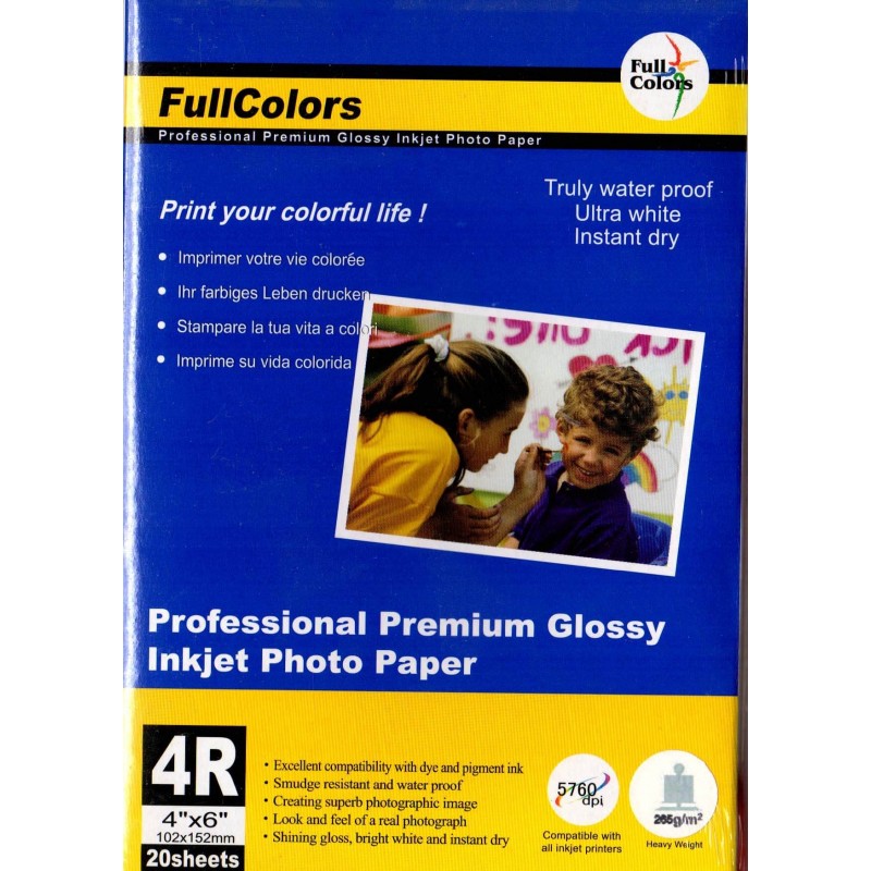 Confezione da 20 Fogli di Carta Fotografica 10x15 265 Grammi Glossy