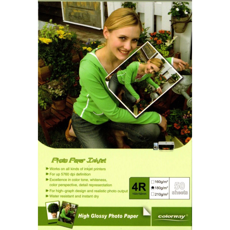 Confezione da 50 Fogli di Carta Fotografica 10x15 180 Grammi Glossy