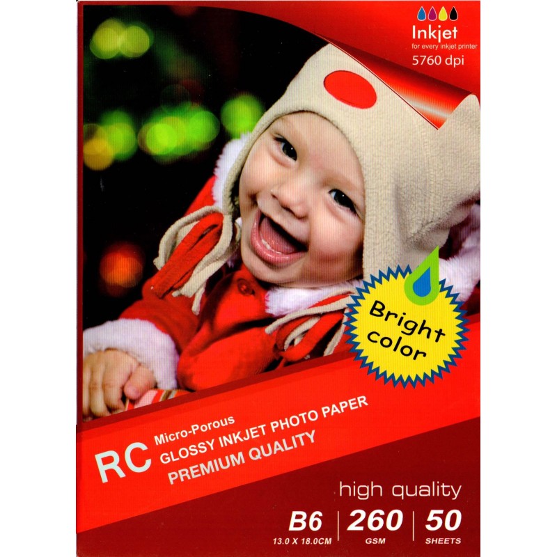 Confezione da 50 Fogli di Carta Fotografica 13x18 260 Grammi Glossy