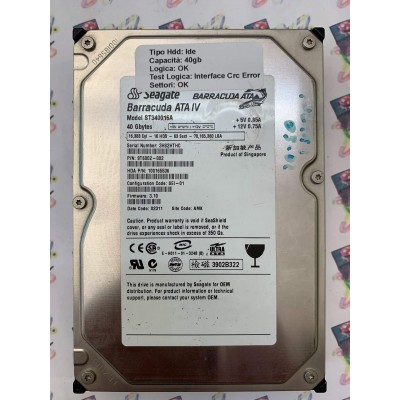 Hard Disk Usato Semifunzionante IDE 3,5" 40gb Seagate ST340016A 9T6002-002 100165536 3.10 02311 AMK