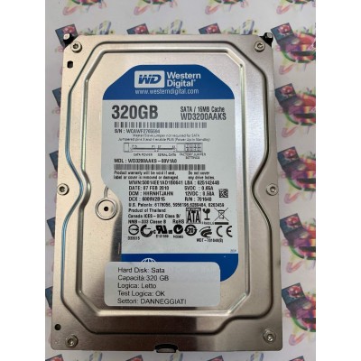 Hard Disk Usato Semifunzionante Sata 3,5" 320Gb Western Digital WD3200AAKS WD3200AAKS-00V1A0 HHRNHTJAHN  625142448 07 FEB 2010