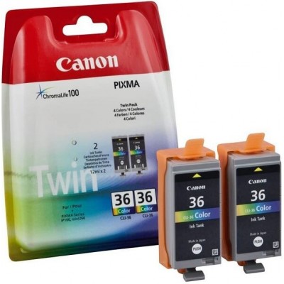 Confezione 2 Cartucce Originali Canon 1511B018 CLI36 12ml 249 Pagine CMY