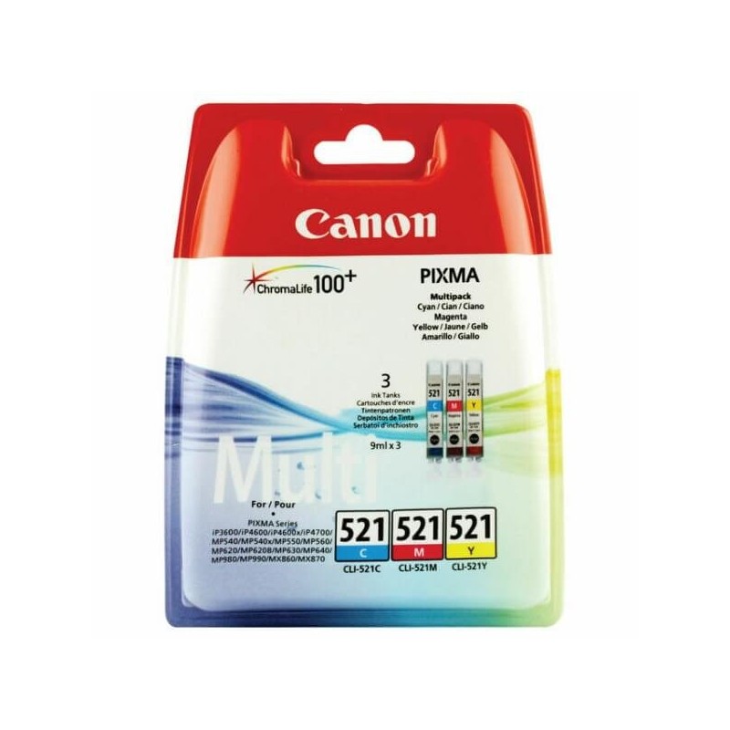 Cartuccia Originale Canon 2934B010 CLI521  9ml 446 Pagine C M Y Ciano Magenta Yellow