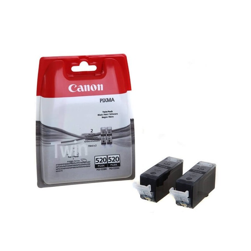 Confezione 2 Cartucce Originali Canon 2932B012 PGI520PGBK 19ml 324 Pagine Bk Nero