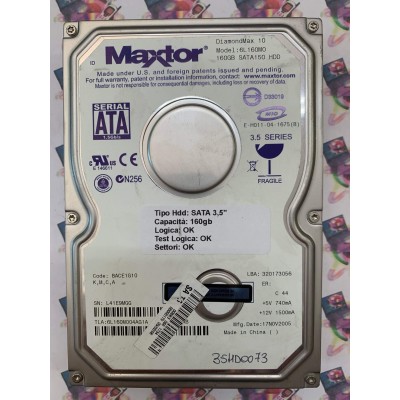 Hard Disk Usato Funzionante 100% Ok Sata 3,5" 160GB MAXTOR 6L160M0 BACE1G10 6L160M004AG1A 320173056