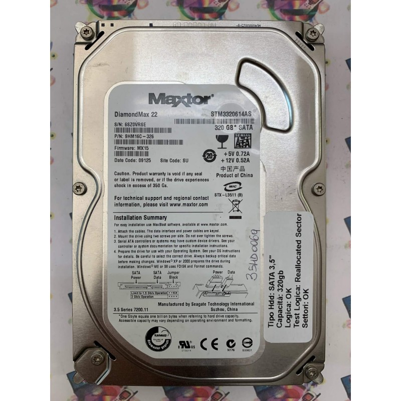 Hard Disk Usato Semifunzionante Sata 3,5" 160GB SEAGATE ST3160812AS 9BD132-783 3.AJL 07412 WU