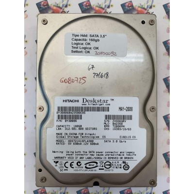 Hard Disk Usato Funzionante 100% Ok Sata 3,5" 160GB HITACHI HDS721616PLA380 0Y30006 BA2358 312.581.808