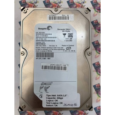 Hard Disk Usato Funzionante 100% Ok Sata 3,5" 200Gb SEAGATE ST3200826AS 9Y7389-020 3.03 06242 TK