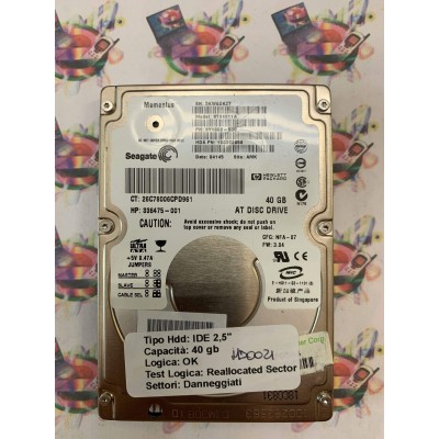 Hard Disk Usato Semifunzionante IDE 2,5" 40GB SEAGATE ST94Q11A 9Y1QQ-Q3Q Q4145 AMK