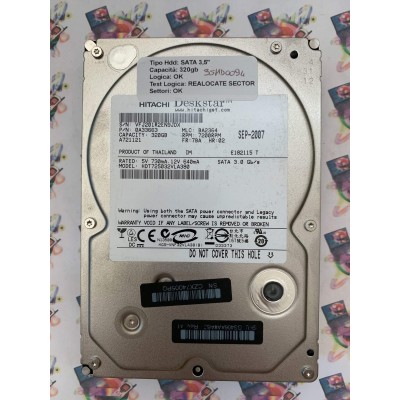 Hard Disk Usato Semifunzionante Sata 3,5" 320GB Hitachi HDT25032VLA380 0A33663 BA2364 7BA 02