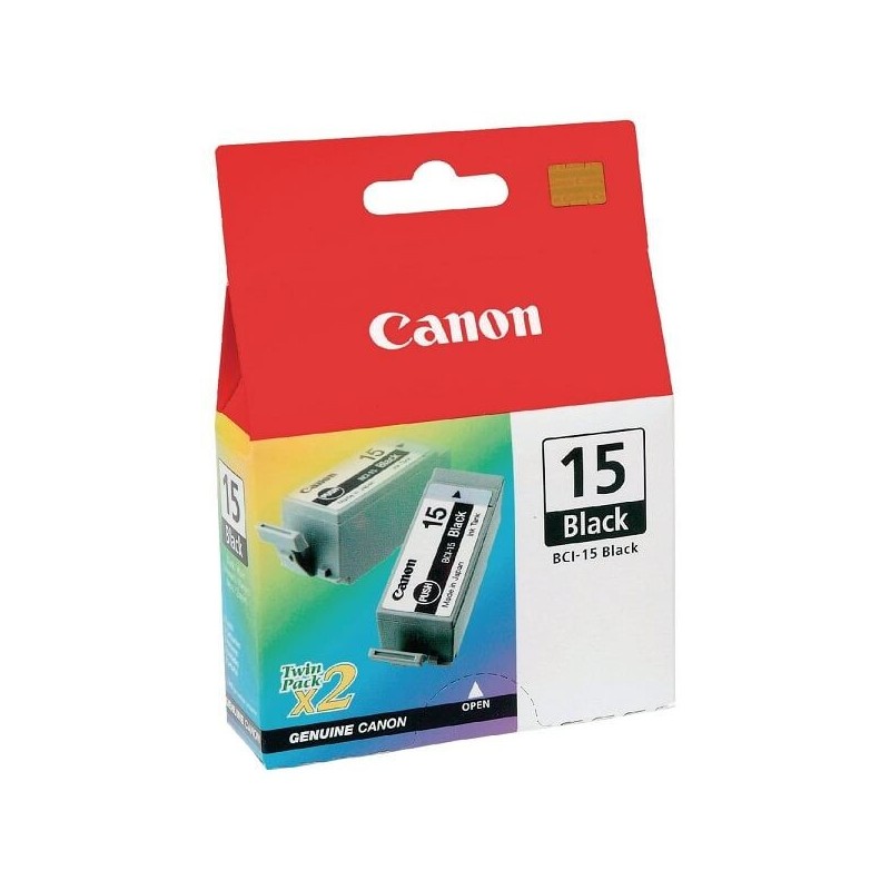 Kit 2 Cartucce Originali Canon 8190A002 BCI15BK 5,3ml 80 Pagine Bk Nero