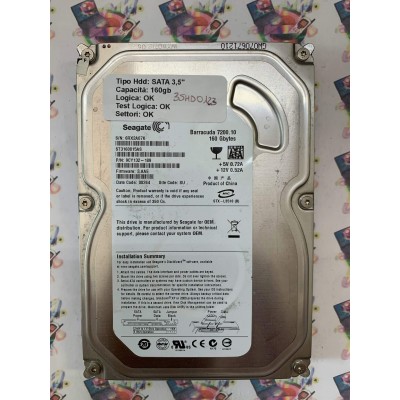 Hard Disk Usato Funzionante 100% Ok SATA 3,5" 160GB SEAGATE ST3160815AS 9CY132-189 3.AAE 08264 SU