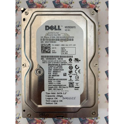 Hard Disk Usato Funzionante 100% Ok SATA 3,5" 250GB DELL WD2502ABYS WD2502ABYS-18B7A0 DANNHT2AGN 19 APR 2010