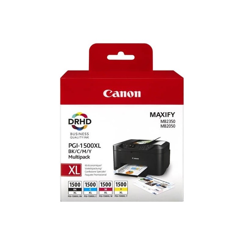 Kit 4 Cartucce Originali Canon 9182B004 PGI1500XLCMYBK 34,7ml Bk Nero 12ml C Ciano M Magenta Y Yellow