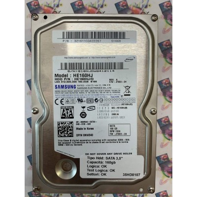 Hard Disk Usato Funzionante 100% Ok  SATA 3,5" 160Gb SAMSUNG HE160HJ 321611CQ422267 JF800-24 A